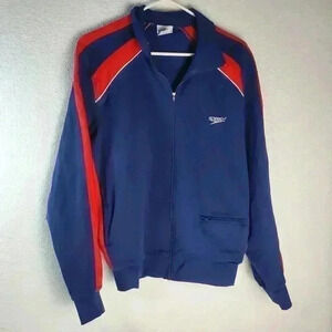 Speedo Red Blue Full Zip Jacket Sz Sm